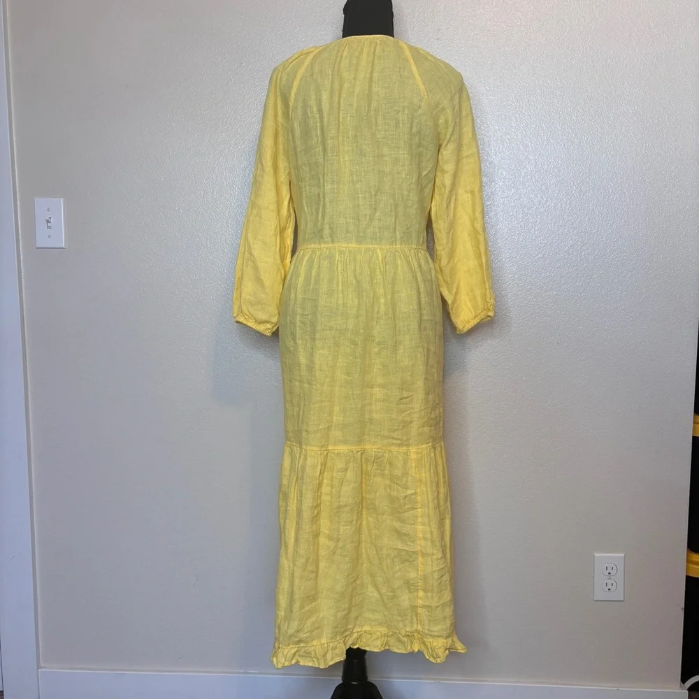 J. Crew 100% Linen Tiered Butter Yellow Dress Size Small XSmall - Picture 7 of 14